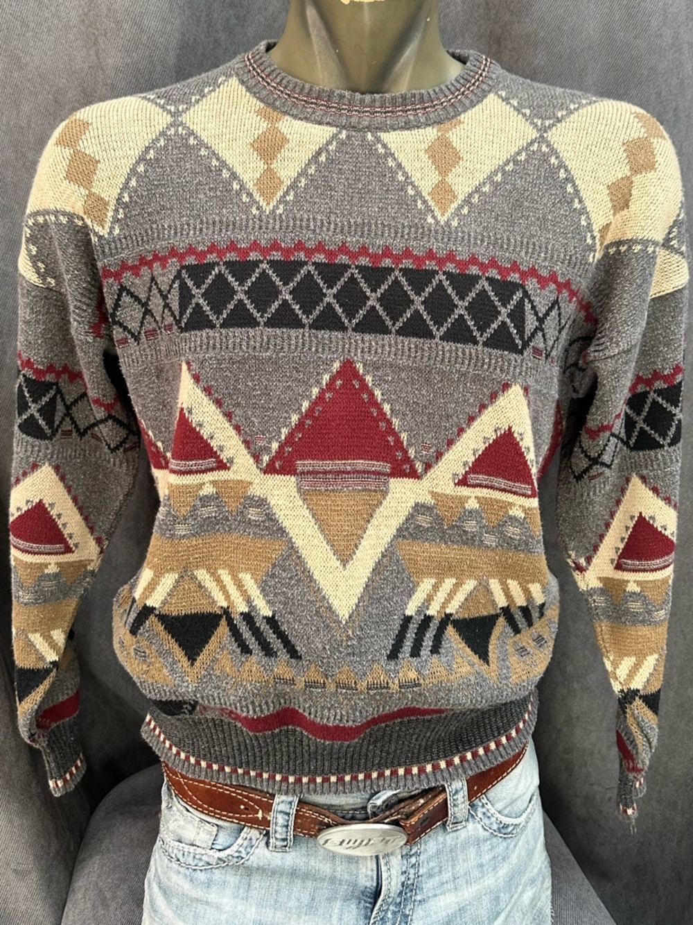 Vintage geometric sweater men’s large - Picture 1 of 3